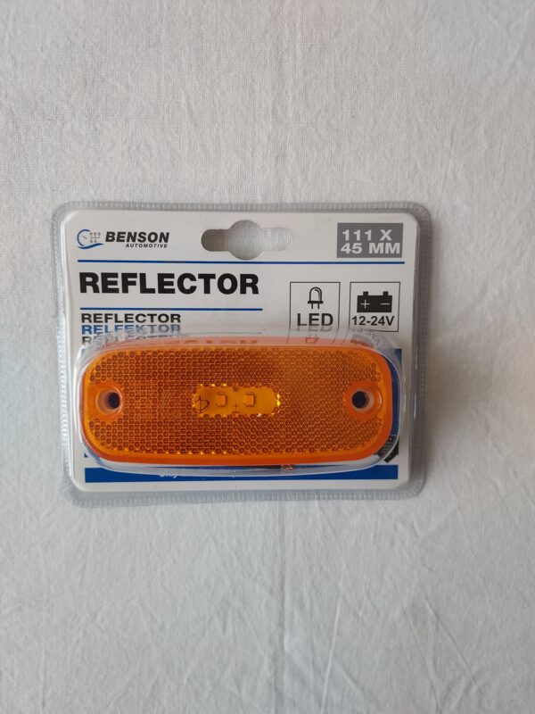 Reflector oranje met led verlichting. 12-24 V